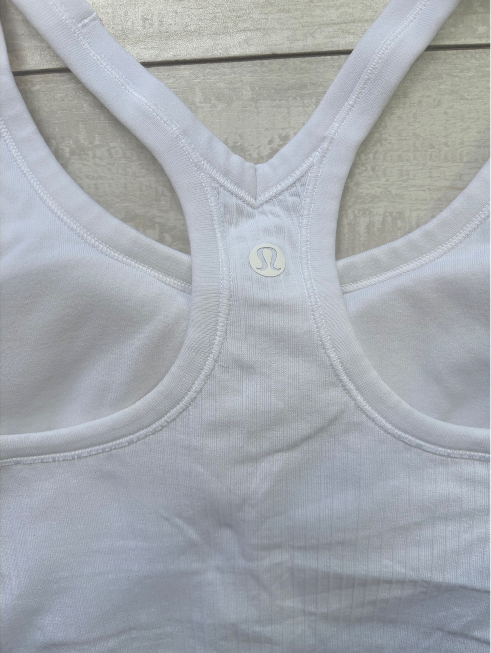 Lululemon White Ribbed Racerback Tank Top Built In Bra Size 4 - Picture 4 of 8